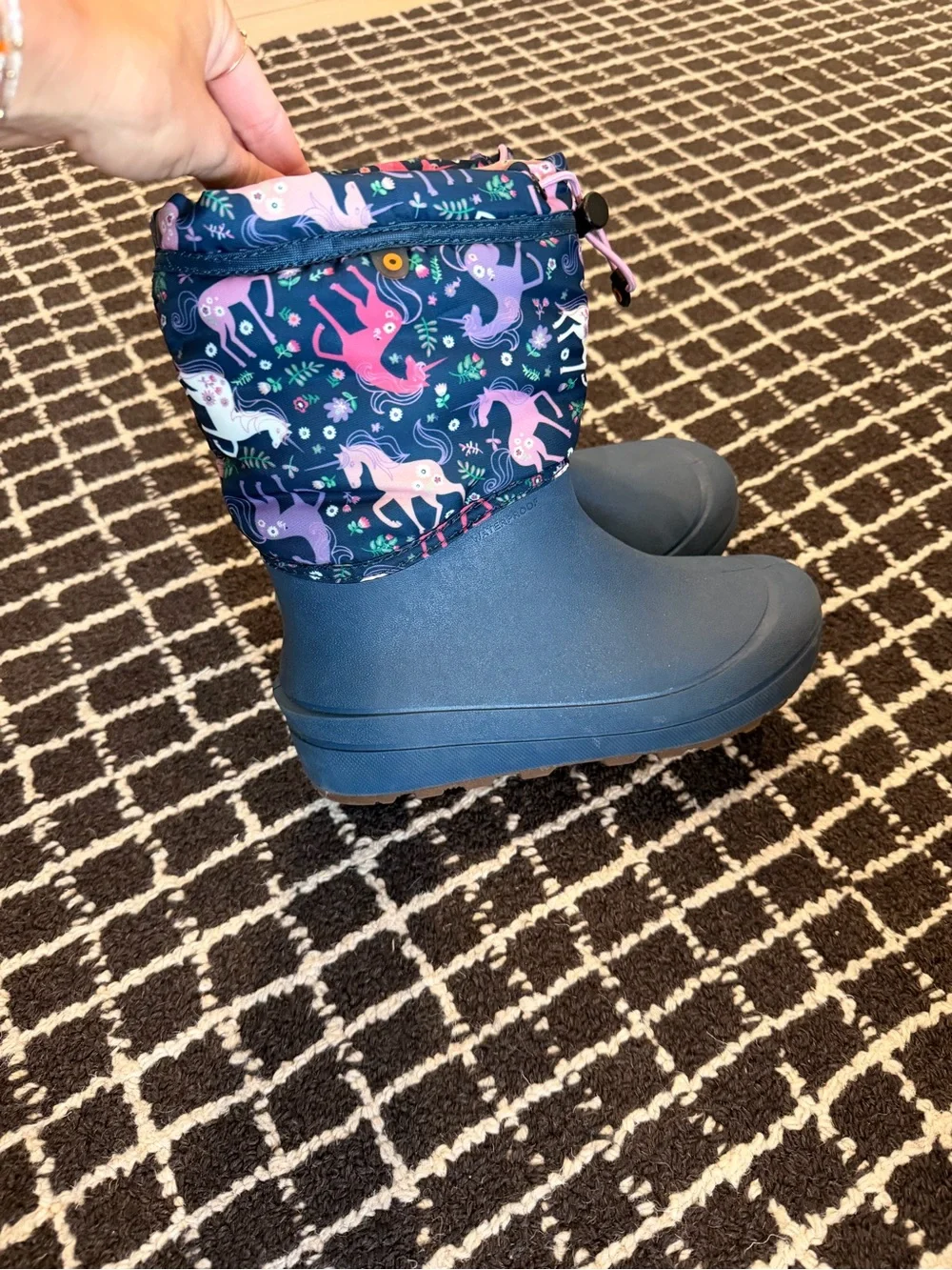 Bogs Navy Kids Unicorn Print Winter insulated Boots
